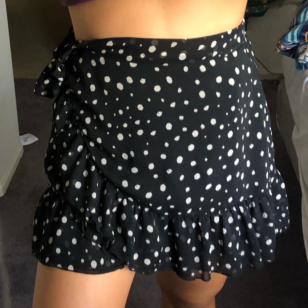 Wrap mini skirt polka dot